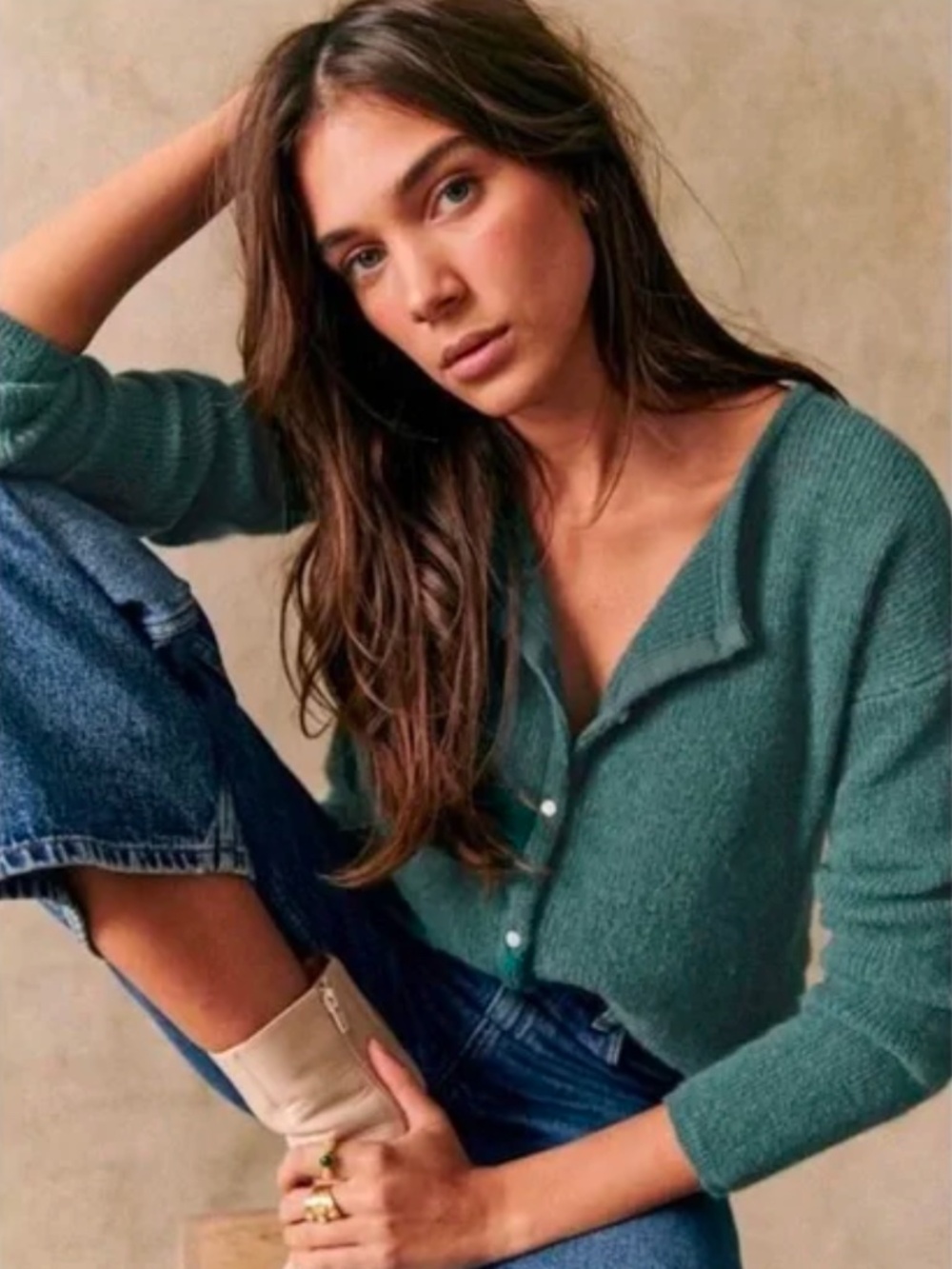 Sezane Gaspard Cardigan Sage - Size XS